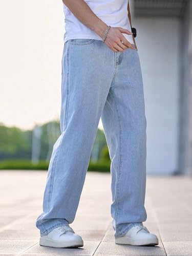 Image of dockstreet Men Baggy Denim Jeans in Pure 100% Cotton Denim || Stretchable (Jet Black) and Stretchable (Colored) Jeans || Unisex Designs||Jeans||