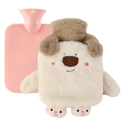 RoxNvm Wärmflasche 1L, Wärmeflasche mit Weichem Bezug, Wärmflasche Flauschige Kuschelig, Hot Water Bottle, Bettflasche für Erwachsene, für...