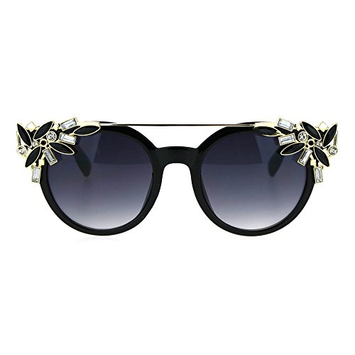 Fancy Rhinestones Fashion Womens Sunglasses Bling Metal Top UV 400