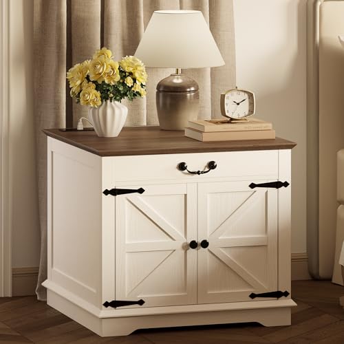 Ironckfarmhouseendtablewithchargingstation236largesofasidetablewithdrawerandbackstorageshelfrusticsquarenightstandwithadjustableshelfforlivingroombedroomwhite  Urban Country Home Decor Ironck farmhouse end table with charging station 236 large sofa side table with drawer and back storage shelf rustic square nightstand with adjustable shelf for living room bedroom white  urban country home decor