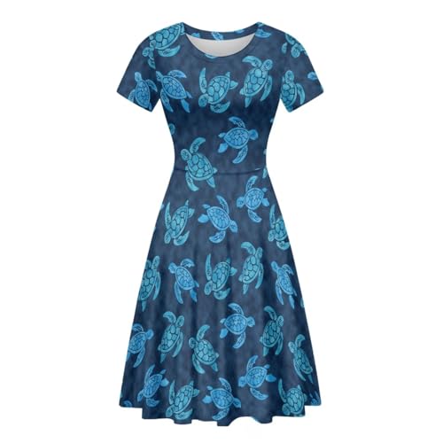 Image of Biyejit Women's Summer Casual Short Sleeve T-Shirt Swing Dress Crew Neck Plus Size S-4XL