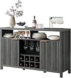 Oxford Wine Bar Cabinets with Storage - 51' Sideboard Buffet Cabinet for Home, 32.8' Tall Liquor Bar Cabinet for Kitchen (Midnight Oak)
