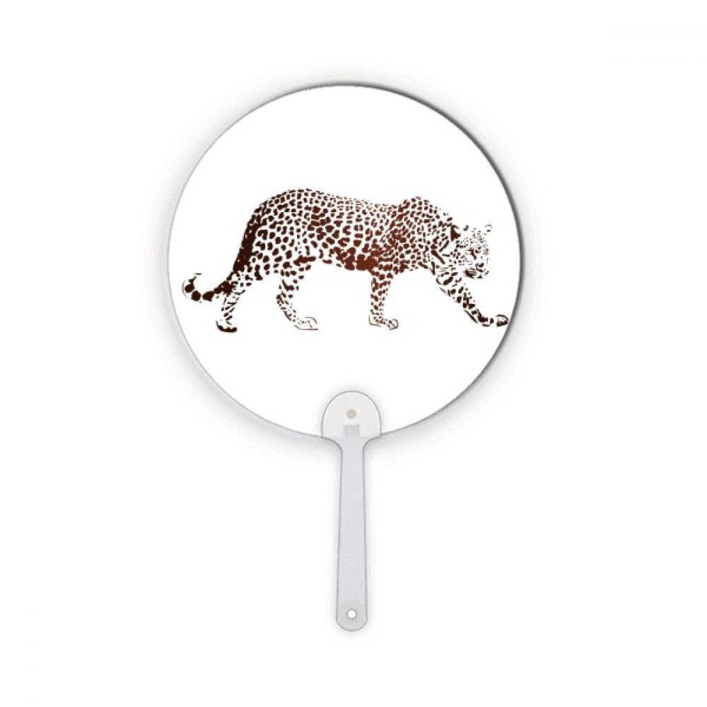 Éventail portable rond no/no guépard marron art déco plastique artisanat