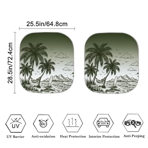 Image of Palm Trees Windshield Sun Shade Sun Shield for Front Window Blocks UV Rays, Foldable Sunshade Car Front Window Sun Shades Universal Fit Most Cars Women Men, 2pcs