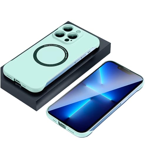 Funda sin marco para iPhone 14 Pro Max carcasa magnética verde claro antihuellas