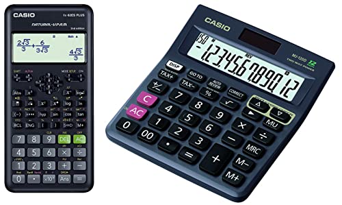 Image of Casio FX-82ES Plus 2nd Edition - Scientific Calculator, 252 Functions & Casio Desktop Calculator with Tax Keys, Black