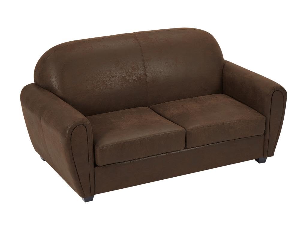 Vente-unique - Canapé 3 Places et Un Fauteuil en Microfibre Aspect Cuir Vieilli Club Victory III