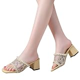 Gyouanime Pearl Slippers Spring Summer Fashion Women's Sandals Thick Heel Medium Heel Casual mesh Rh
