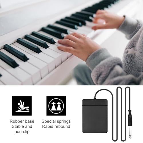 Sustain Pedal, Expression-Fußpedal, Fußschalter, Tastaturpedal, Halbpedal für Klavier und E-Keyboard Universal, Schwarz, 6,35 mm