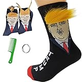 YIPINU Trump 2024 Socks with Hair,Unisex Funny Gift Socks President 2024 Socks with Comb,Funny socks (Pout shape)