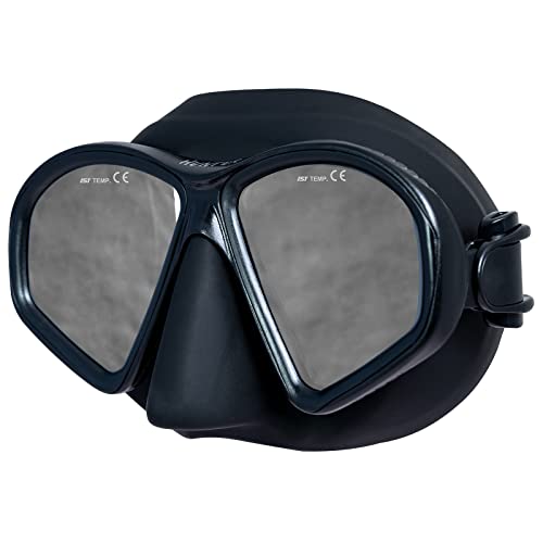 IST MP203 Hunter Twin Tinted Lens Low Volume Diving Snorkeling Spearfishing Mask- Black Silicone