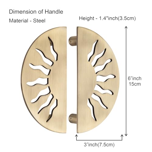 Image of COMPASS Stainless Steel 6-inch Round Shape Door Handle for Main Door and Pull-Push Handle of Home /Hotel /Office Door Hardware for Single and Double Door - Pack of 1 Set (Brass Antique)
