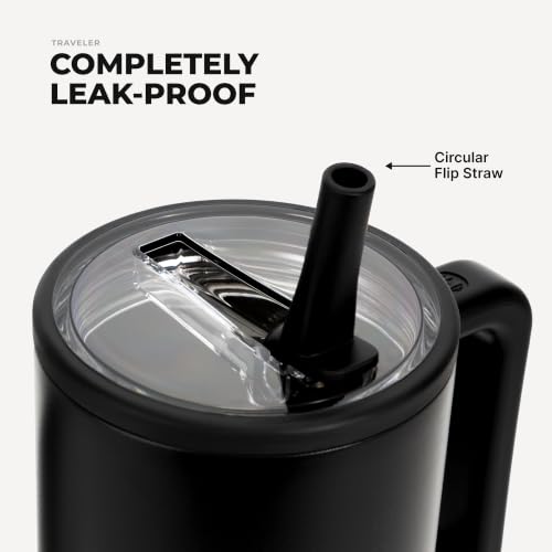 Image of HydroJug Traveler 40oz, Insulated Tumbler with Handle & Straw, Black