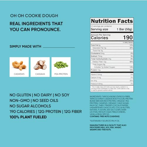 Image of TRUBAR Vegan Protein Bars, Chocolate Covered Cravings Variety Pack, Peanut Butter, Cookies & Cream, & Cookie Dough, Gluten Free, Plant Based, High Fiber, Dairy Free, On the Go Healthy Snacks, 12 Count