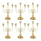 Romadedi Candelabra Gold Candle Holders - 3 Arm 11.8' Wedding Candlestick Holder for Theme Party Table Centerpiece Decor Dining Room Birthday Holiday Christmas, Set of 6