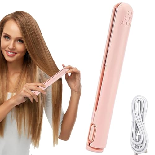 Mini rizador de cabello – Rizador 2 en 1 de 17 cm | Herramienta de Riźador y plancha para y ondas, plancha de viaje portátil de nylon de 53 g, anti-frizz resistente al calor con cable de carga p Mini rizador de cabello – Rizador 2 en 1 de 17 cm | Herramienta de Riźador y plancha para y ondas, plancha de viaje portátil de nylon de 53 g, anti-frizz resistente al calor con cable de carga p
