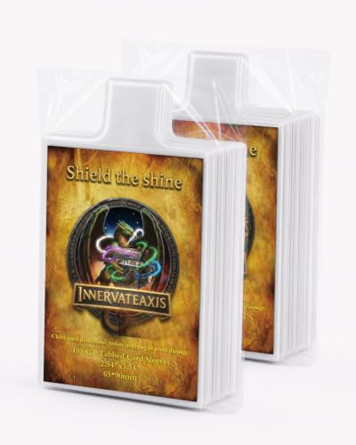 InnervateAxis Tabbed Card Sleeves with Pull Tab, 210 Count Perfect Fit Grading Card Sleeves for Standard Trading Cards, Fits Toploaders & Semi-Rigid Holders, Acid-Free Clear PP Sleeves