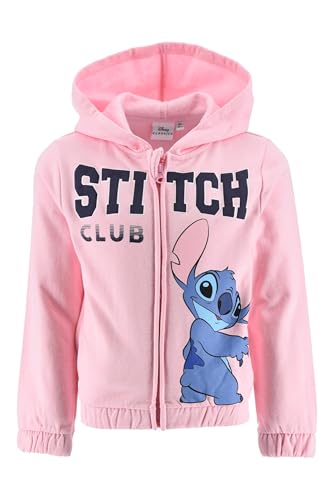 Disney LILO und Stitch Hoodie für Mädchen - Kinder Kapuzenpullover Jacke mit Kapuze Sweatshirt mit Reissverschluss Gr. 98-128cm warm Geschenk (DE/NL/SE/PL, Numerisch, 116, 128, Regular, Rosa)