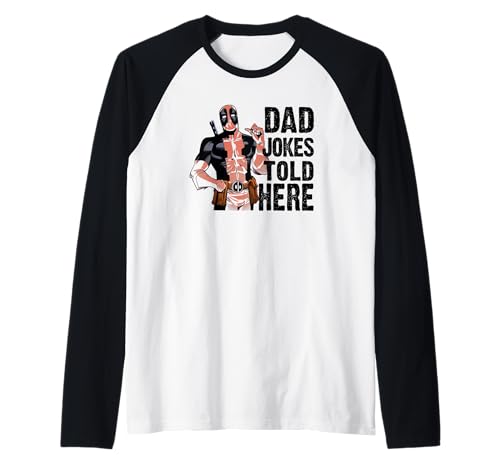 Marvel Deadpool Father's Day Dad Jokes Told Here Camiseta Manga Raglan