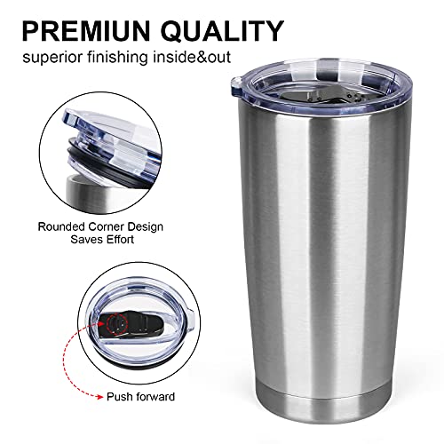 Mezmut 20Oz Insulated Tumblers With Lids And Straws Stainless Steel Coffee Tumbler Cup Double Wall Vacuum Travel Coffee Mugs For Home, Office, Outdoor(Silver,1 Pack) #TOP3