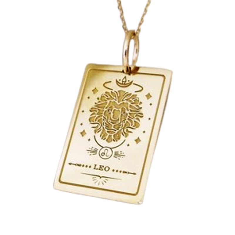 Collier pendentif Lion zodiaque en argent 925 plaqué or pour homme et femme