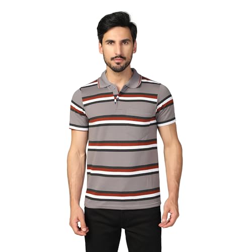 Image of INKKR Striped Men Polo Neck Half Sleeve T-Shirt