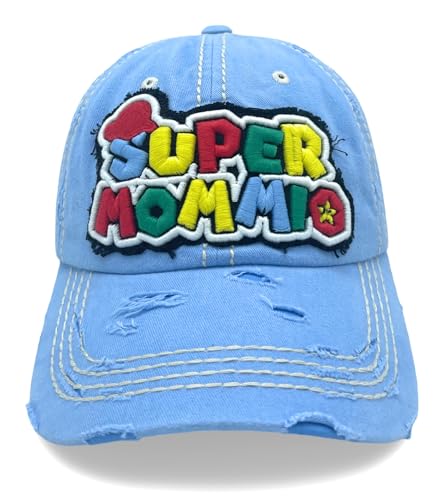 Infinite Hats Dog Mom Hat for Women Dog Dad Hat for Men Adjustable Distressed Baseball Cap Lavender (Super Mommio)