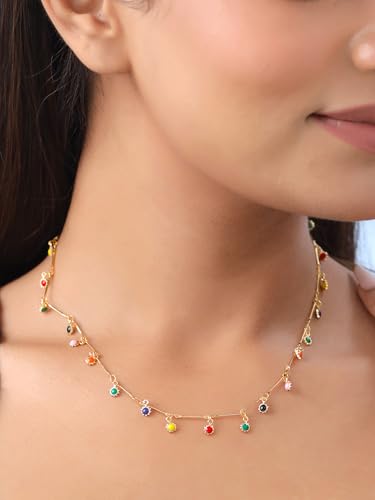 Image of Yellow Chimes Necklace for Women and Girls Fashion Choker Necklace for Women Carnelian Stone Pearl Choker Necklace for Girls | Birthday Gift for Girls and women