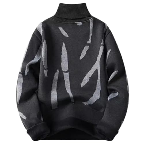 Men's Fleece Knit High Neck Pullover Sweater Slim Fit Warm Casual Knitwear Winter Soft Long Sleeve Outfit Top3