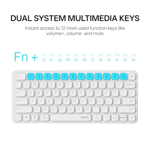 Image of Rapoo 9050S Multi-Device Keyboard and Mouse Combo, 2.4GHz /Bluetooth 5.0 /4.0 Wireless Keyboard & Mouse Set for Windows /Mac /Linux /Chrome, Support 4 Devices, Rechargeable, Silent Click, White