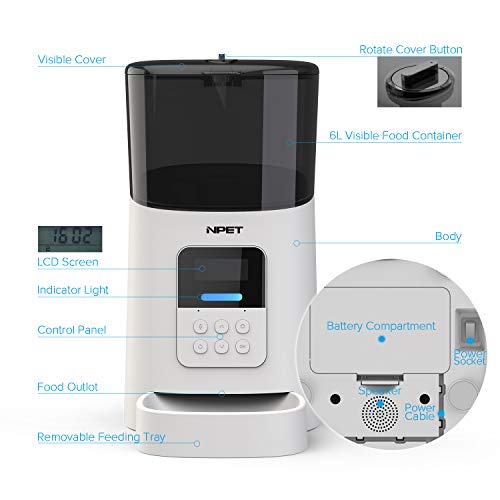 NPET-Cordless-Pet-Feeder-Dog-Food-Dispenser-Automatic-Automatic-Cat-Feeder-for-Small-Animals-with-Distribution-Alarms-Voice-Recorder