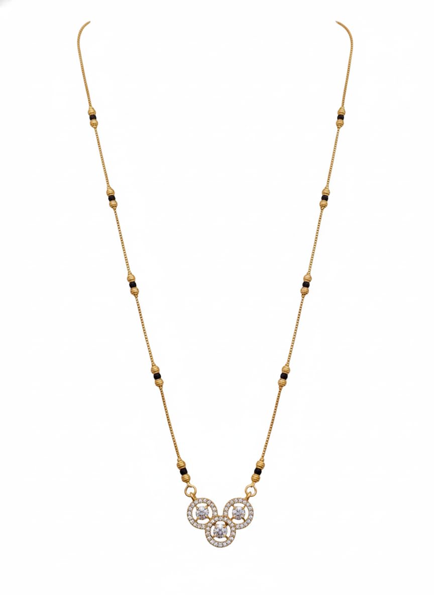 Premium Gold Plated Mangalsutra for Women | Traditional Black Beads Mangalsutra with Pendant & Earrings-image-23