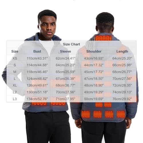 Heated Jacket for Men 27 Heating Zones and 3 Levels Coat with Pocket - image 6