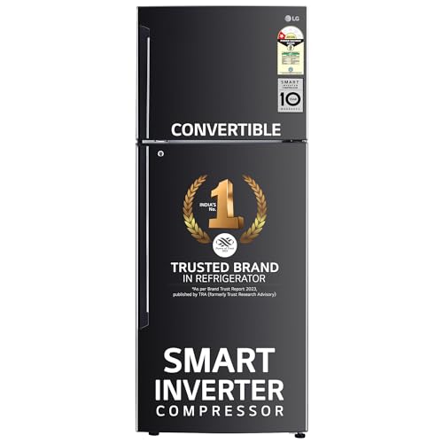 Image of LG 446 L 1 Frost-Free Smart Inverter Compressor Double Door Refrigerator (GL-T502AESR, Ebony Sheen, Convertible With Door Cooling+), Free 1 Year Extended warranty