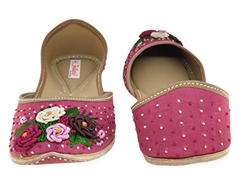 Image of Fulkari Women's Moonshine Multicolored Genuine Soft Leather Juttis | Bite and Pinch Free Jutis | Punjabi Jutti For Ladies | Wedding Flat Stylish Mojari | Bridal Ethnic Flats For Girls |