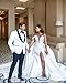 White Elegant Satin Wedding Dress Detachable Train Crystals Appliqus Off Shoulder Mermaid Bridal Wedding Gowns Slit