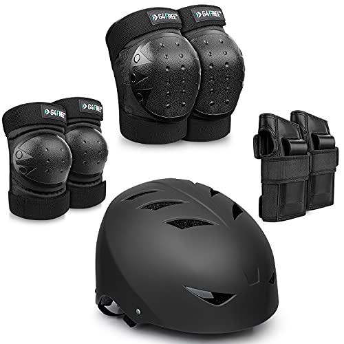 G4Free Youth Adult Skate Helmet, Protective Gear with Elbow Knee Wrist Pads for Multi-Sports Skateboarding Bike Riding Hiking Scooter Inline skatings Longboard