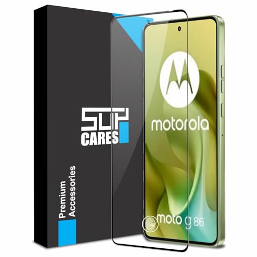 Image of SupCares Tempered Glass for Motorola G86 Power and Motorola G86 (6.67 Inch) With Installation Kit | 9H Edge to Edge Screen Protector | Black