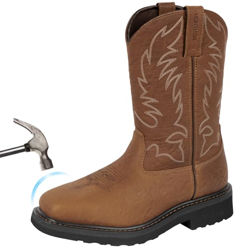 Men's Steel Toe Cowboy Boots – Anti-Slip Work Boots