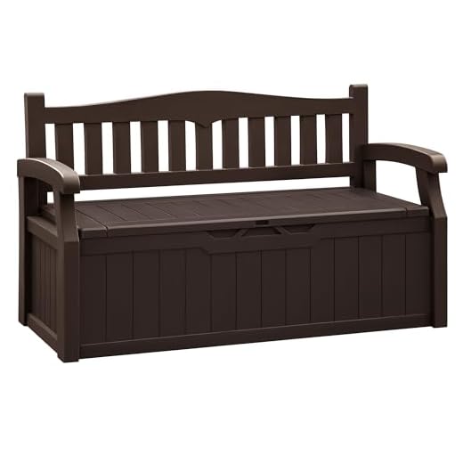 Flamaker 80 Gallon Storage Bench Outdoor Indoor, Durable All-Weather Seating with Hidden Storage, Lockable Deck Box for Garden, Patio, Poolside (Brown)