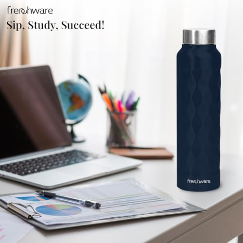 Image of Frenchware Water Bottle (1 Litre, Premium Stainless Steel, Midnight Blue) Bottle for Fridge, School, Outdoor, Gym, Home and Office, Scratch-Resistant, Rust Free, Non-Toxic, Easy-to-Clean
