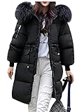 Saisons: Automne-hiver Minetom Femme Manches Longues Manteau Gilet Manteau Zippé Coupe Hiver Parka avec Capuche Veste Blouson F Noir XL