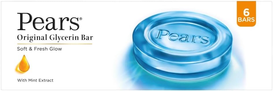 - Pears Original Glycerin Soap Bar - Soft & Fresh Glow | With 98% Pure Glycerin & Mint Extract | For a Fresh Glow | With Plant Based Cleanser for Skin & Body | Paraben-free | 125 gms x 6
