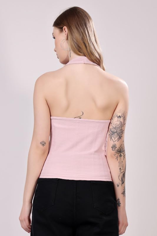Image of London Hills Women's Cotton Slim Fit Tank Top Halter Neck Tops Stylish | Backless Tops | Halter Neck Top | Backless Tank Tops