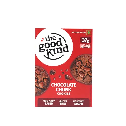 Image of The Good Kind Chocolate Chunk Cookies - 200gm, High Plant Protein Cookies with Almond Butter & Millet Flour, Perfect for Snacking, Sharing & Gifting, Gluten Free, Palm Oil free & Vegan (Pack of 2)