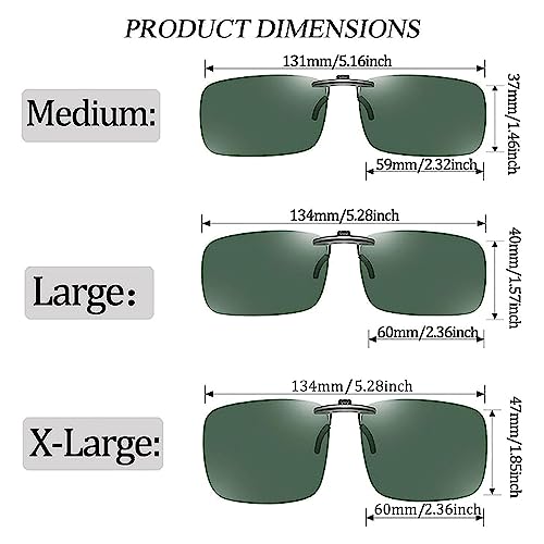 Image of Polarized Clip-on Sunglasses Anti Glare UV400 Non-flip Clip-on Sunglasses over Prescription Glasses for Men Women
