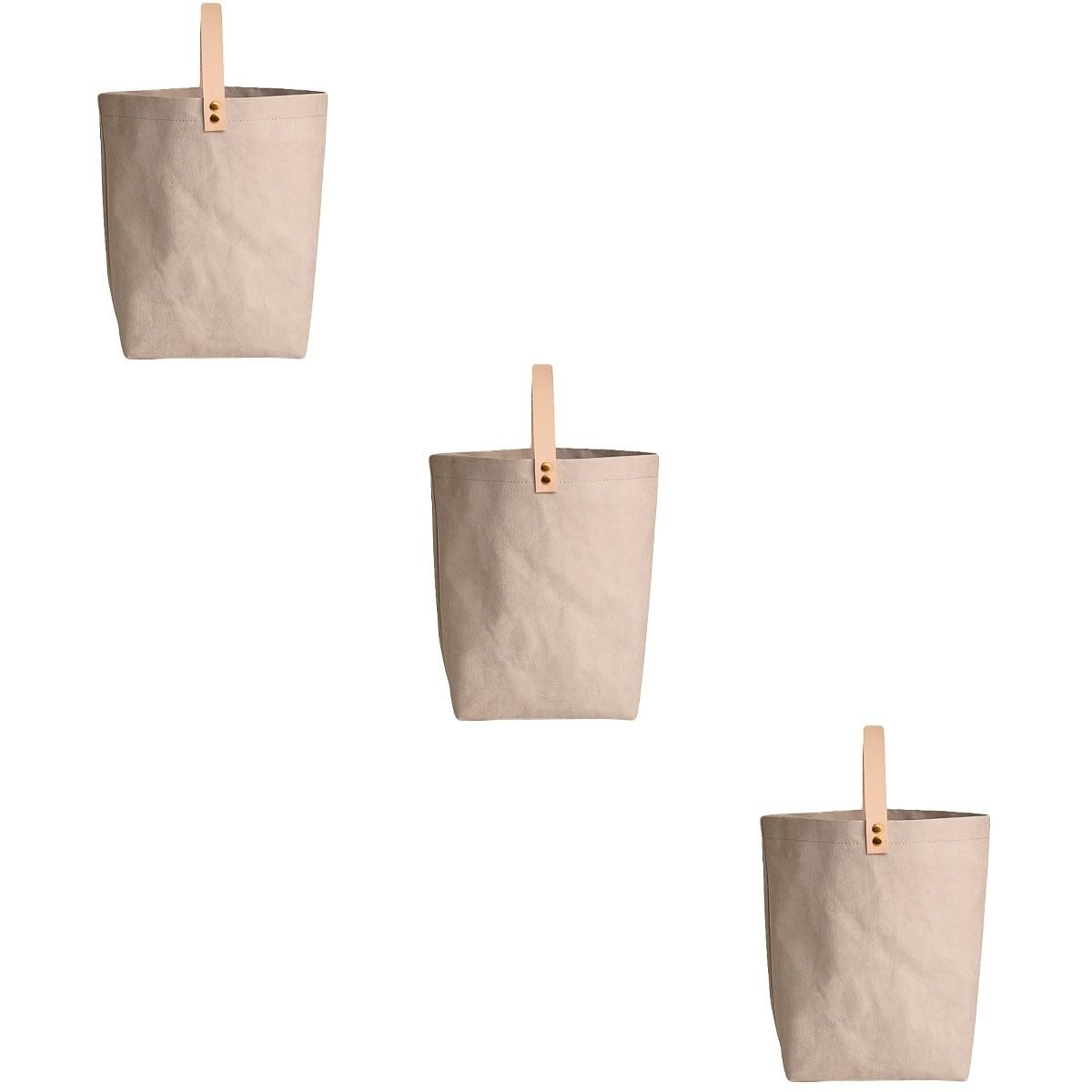 Mobestech 3piezas Bolsa De Papel Kraft Lavada Asa Para Vino Pack Para Fiestas y Eventos Para Botellas De Vino y Champán
