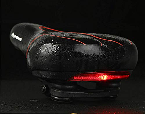 Mountain Road Bike Selle de vélo confortable en gel avec feu arrière Noir/rouge