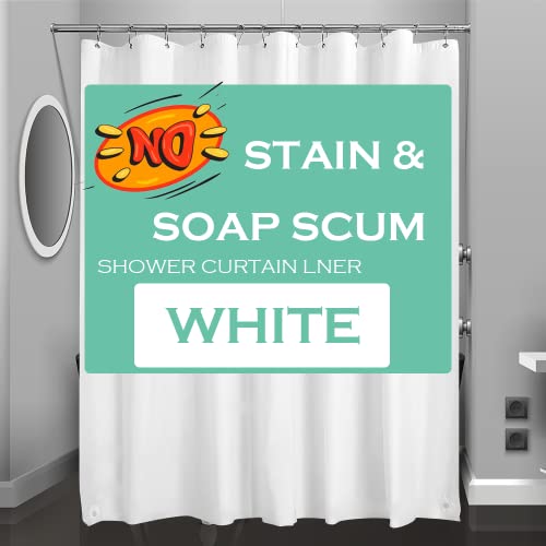 Eazzier White Plastic Shower Curtain, 72x72 Inches