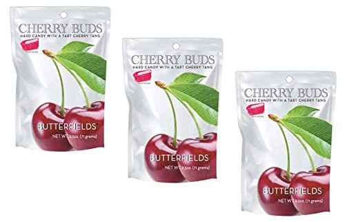 Butterfields Candy - Gourmet, Old-Fashioned Cherry Buds Hard Candy | Gluten Free | Made With 100% Real, Pure Cane Sugar | Handcrafted In The Usa- 2.5Oz (3 Pack) #TOP3